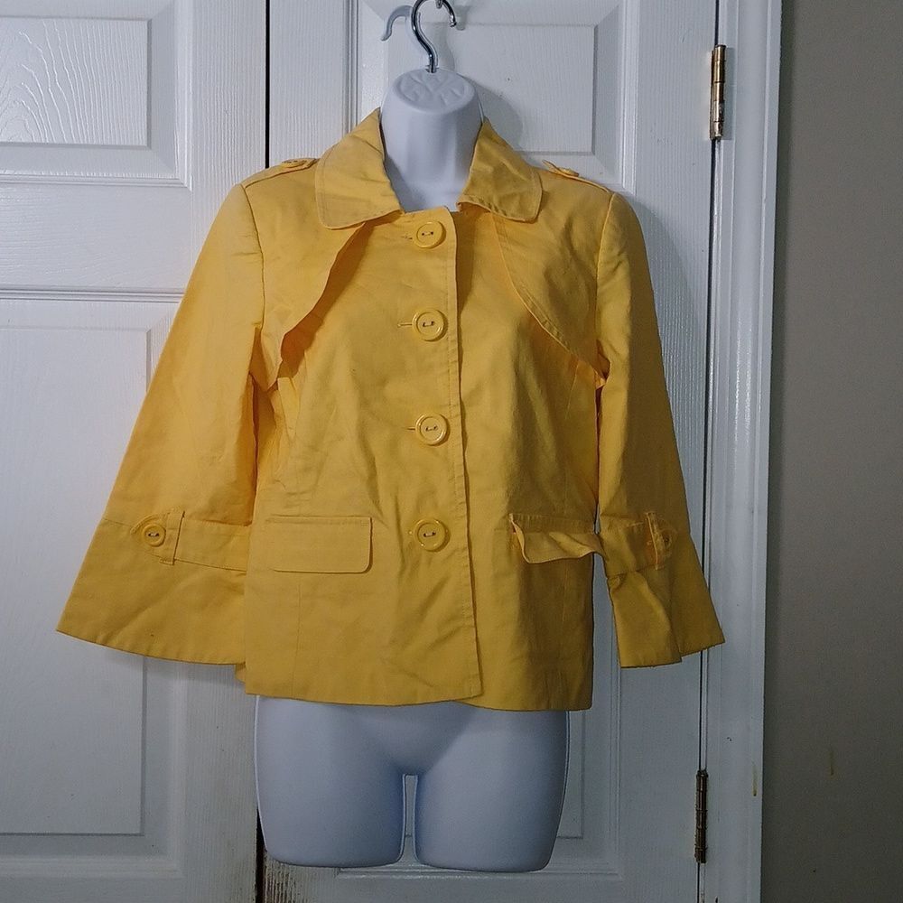 Rafaella Jackie O Style Vibrant Yellow Button Closure Jacket Women’s Size Medium